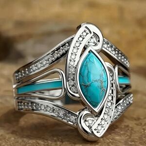 Bohemian luxury fashionable synthetic horse eye shaped and Silver Women's Ring